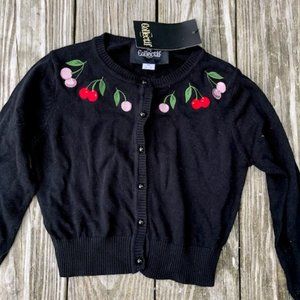 Collectif Brand cardigan with embroidered cherries, Size XS